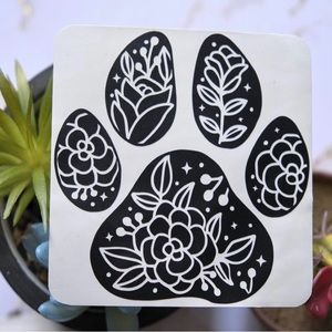 Floral Paw Print Vinyl Decal
